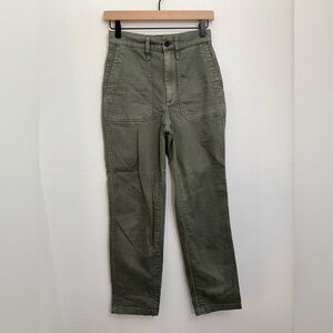 Madewell Pants Army Green Straight Leg High Rise Utility Cotton Chino Size 23